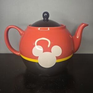 Disney Mickey Mouse Logo Large Ceramic Teapot w Lid Officially Licensed